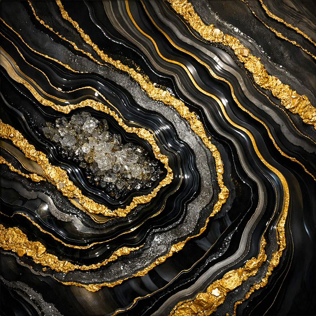Black Gold Agate Luxe Wallpaper