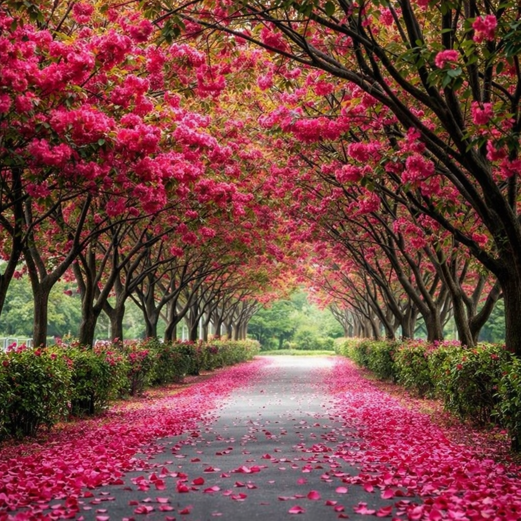 Cherry Blossom Avenue Wallpaper