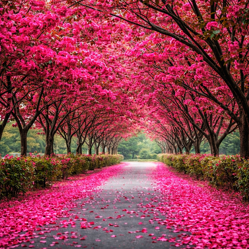 Cherry Blossom Avenue Wallpaper