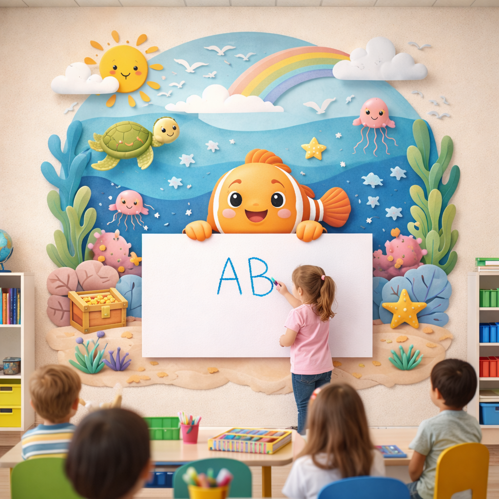 Wipeable Ocean Rainbow Wallpaper