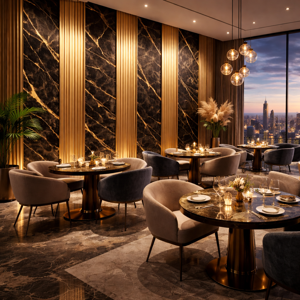 Black Marble & Gold Slats Wallpaper