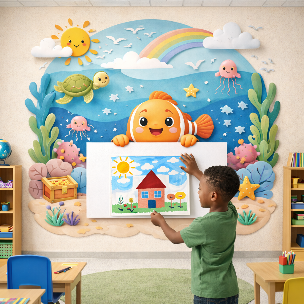 Wipeable Ocean Rainbow Wallpaper