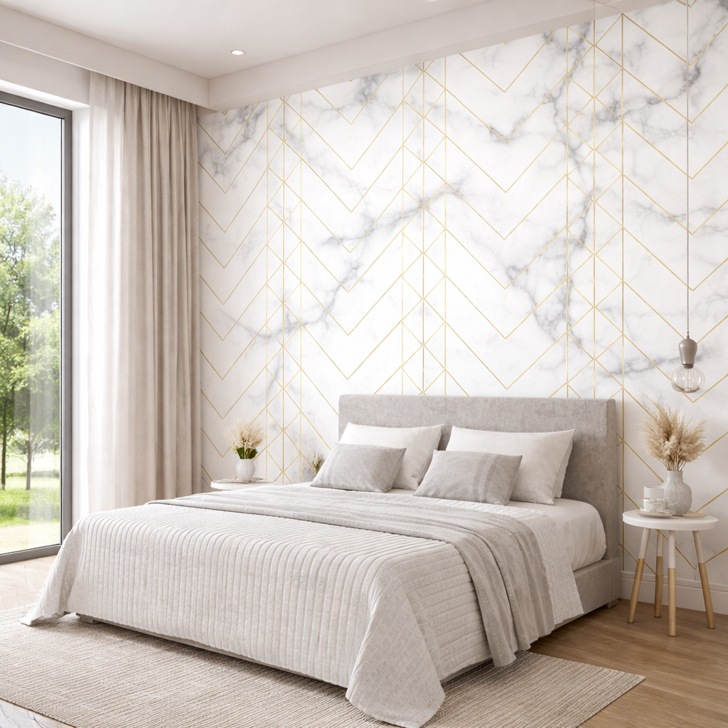 Scandi Gold Lines Wallpaper