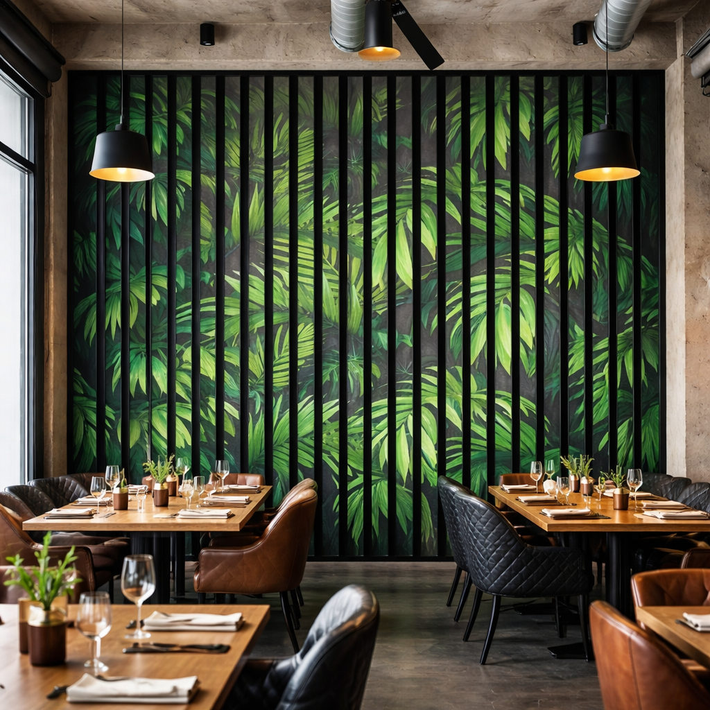 Tropical Wooden Slats Wallpaper applied to the wall