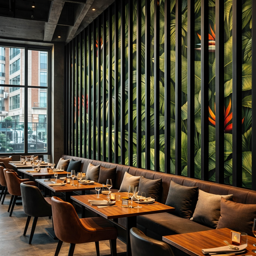 Tropical Slatted Elegance Wallpaper