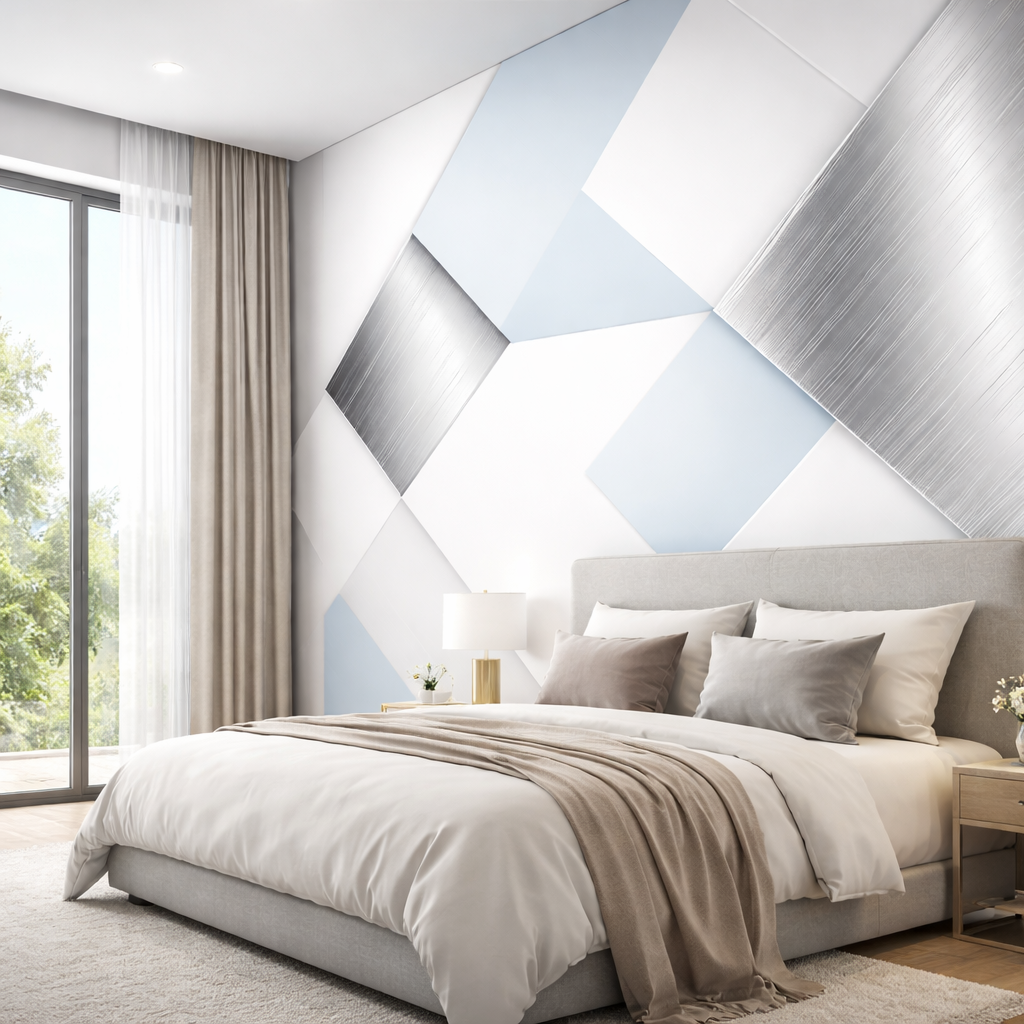 Soft Silver Angles Wallpaper