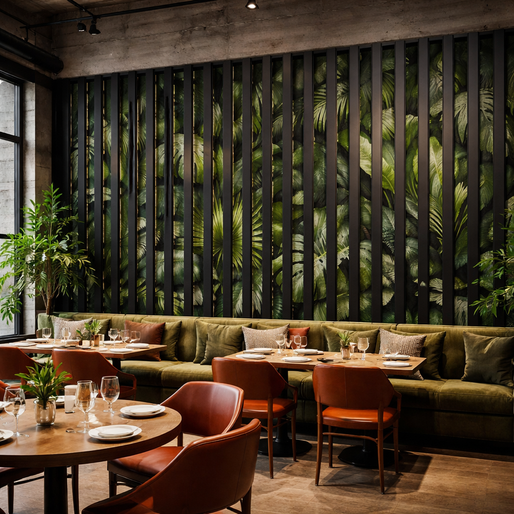 Jungle Slat Wallpaper applied to the wall