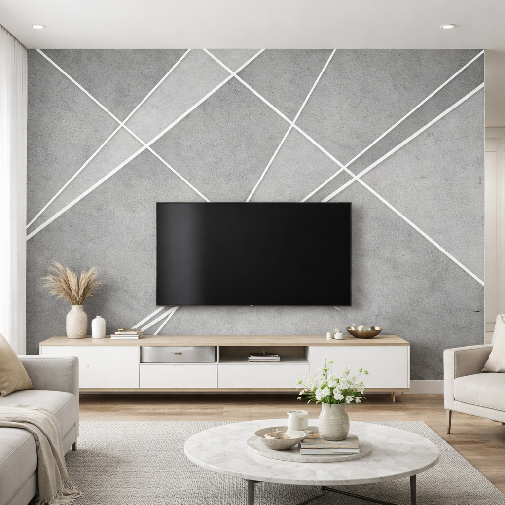 Intersect Concrete Wallpaper applied to the wall