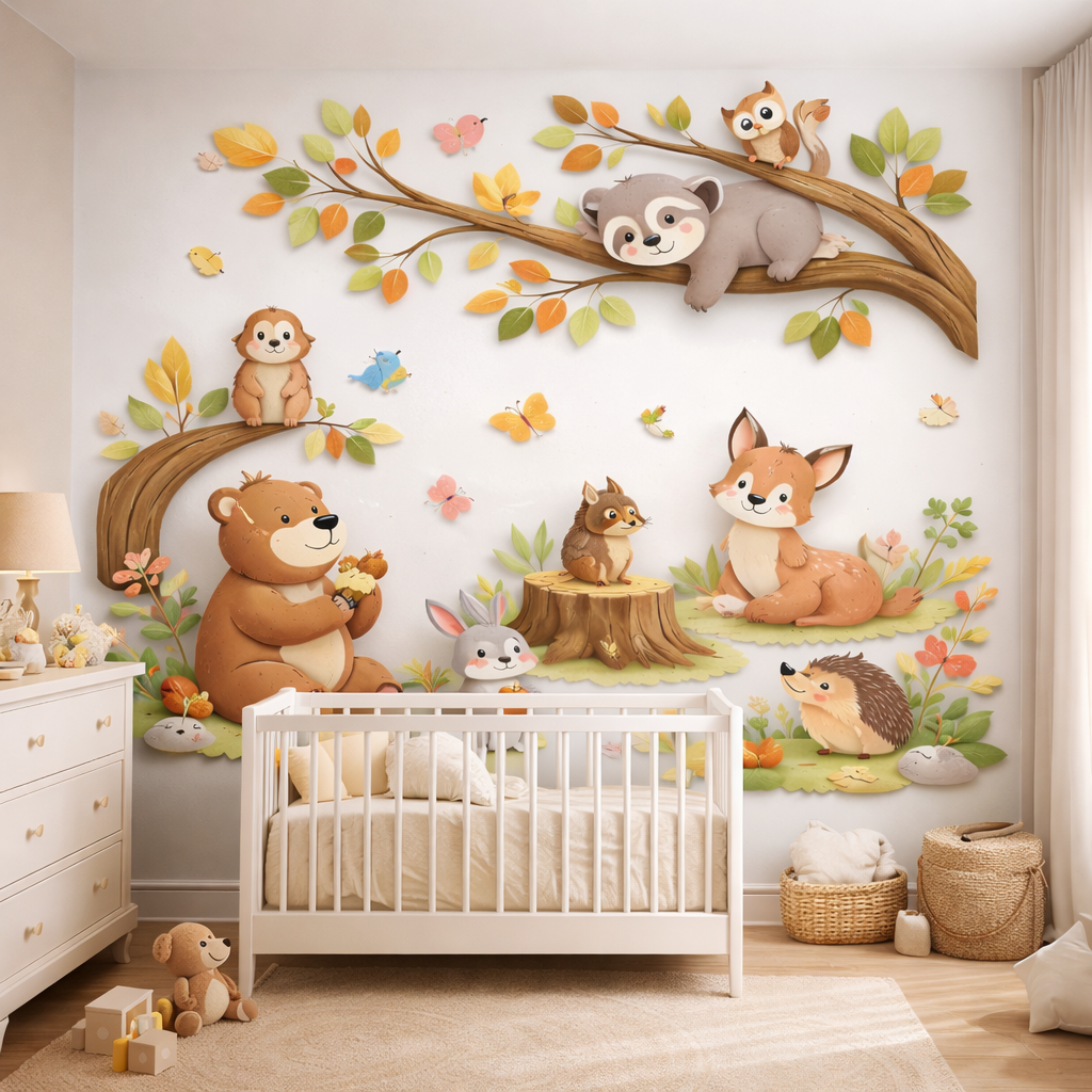 Whispering Woods Wallpaper applied to the wall