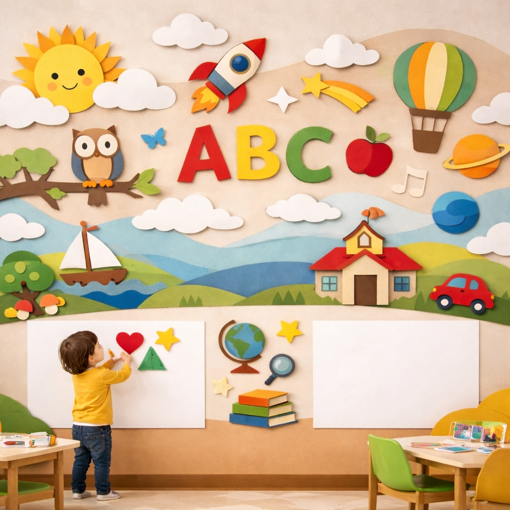 Wipeable ABC Learning Wallpaper