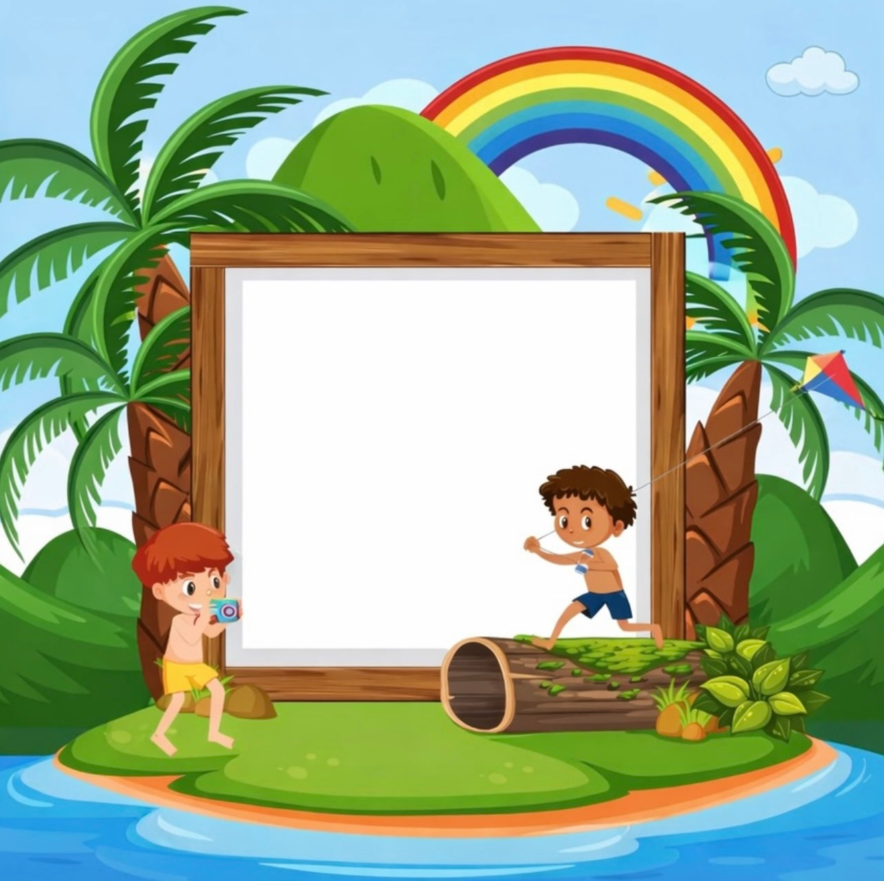 Wipeable Rainbow Island Wallpaper