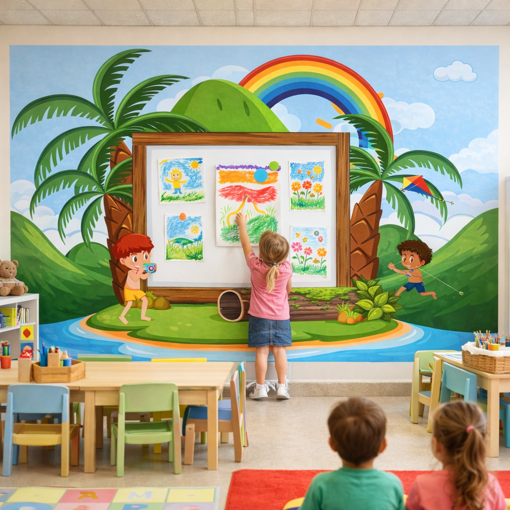 Wipeable Rainbow Island Wallpaper