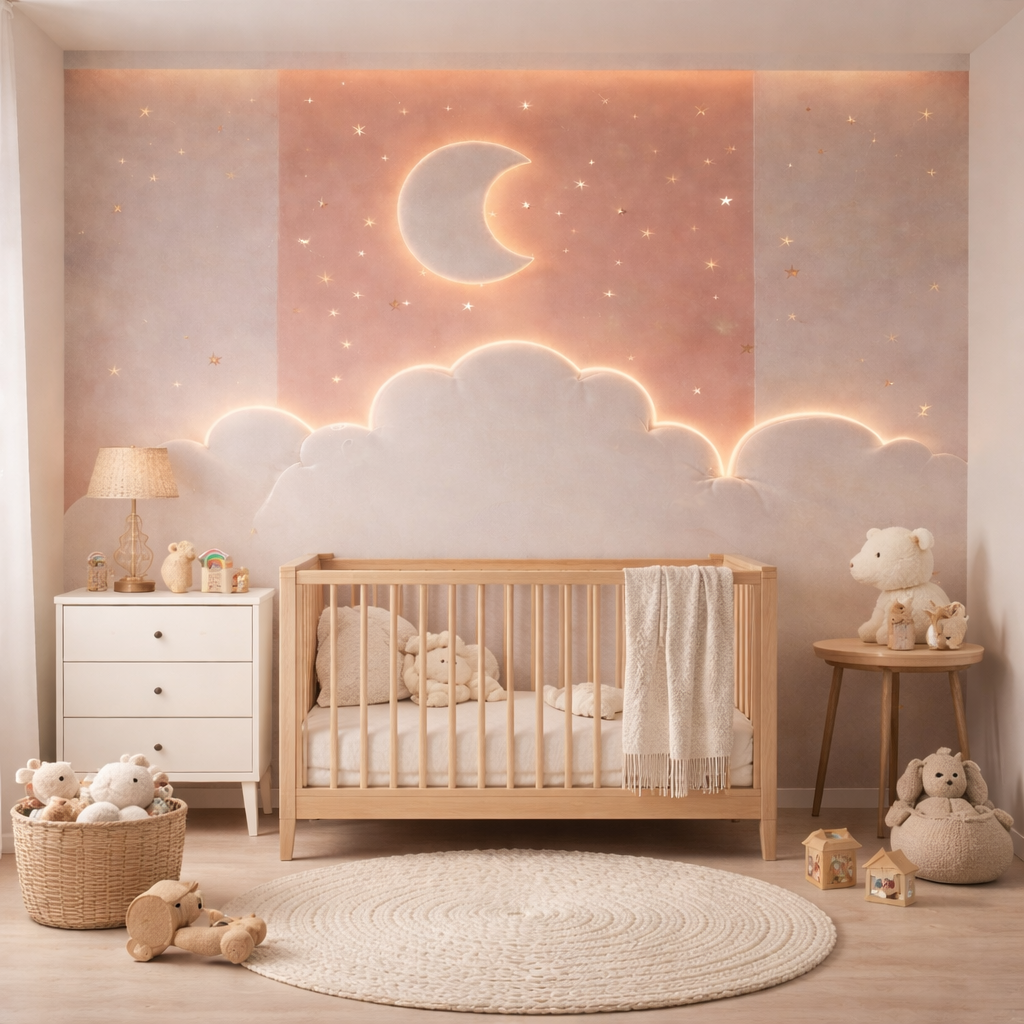 Golden Moon & Stars Wallpaper