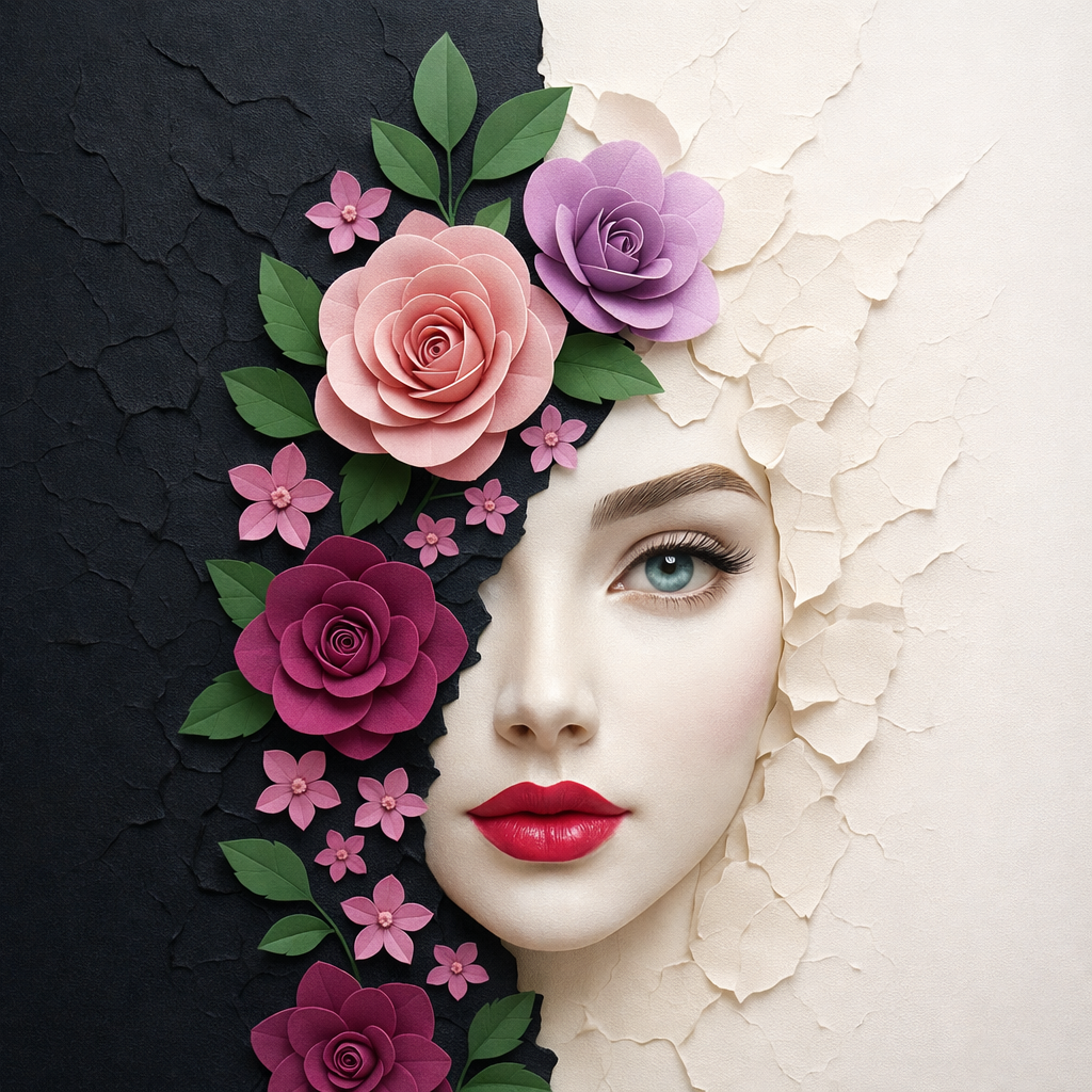 Floral Face Art Wallpaper