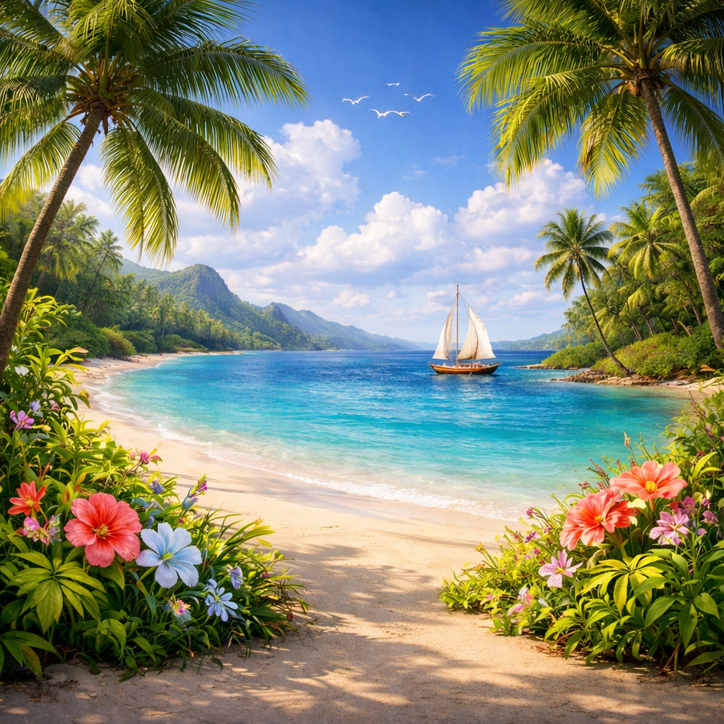 Tropical Serenity Beach Escape Wallpaper