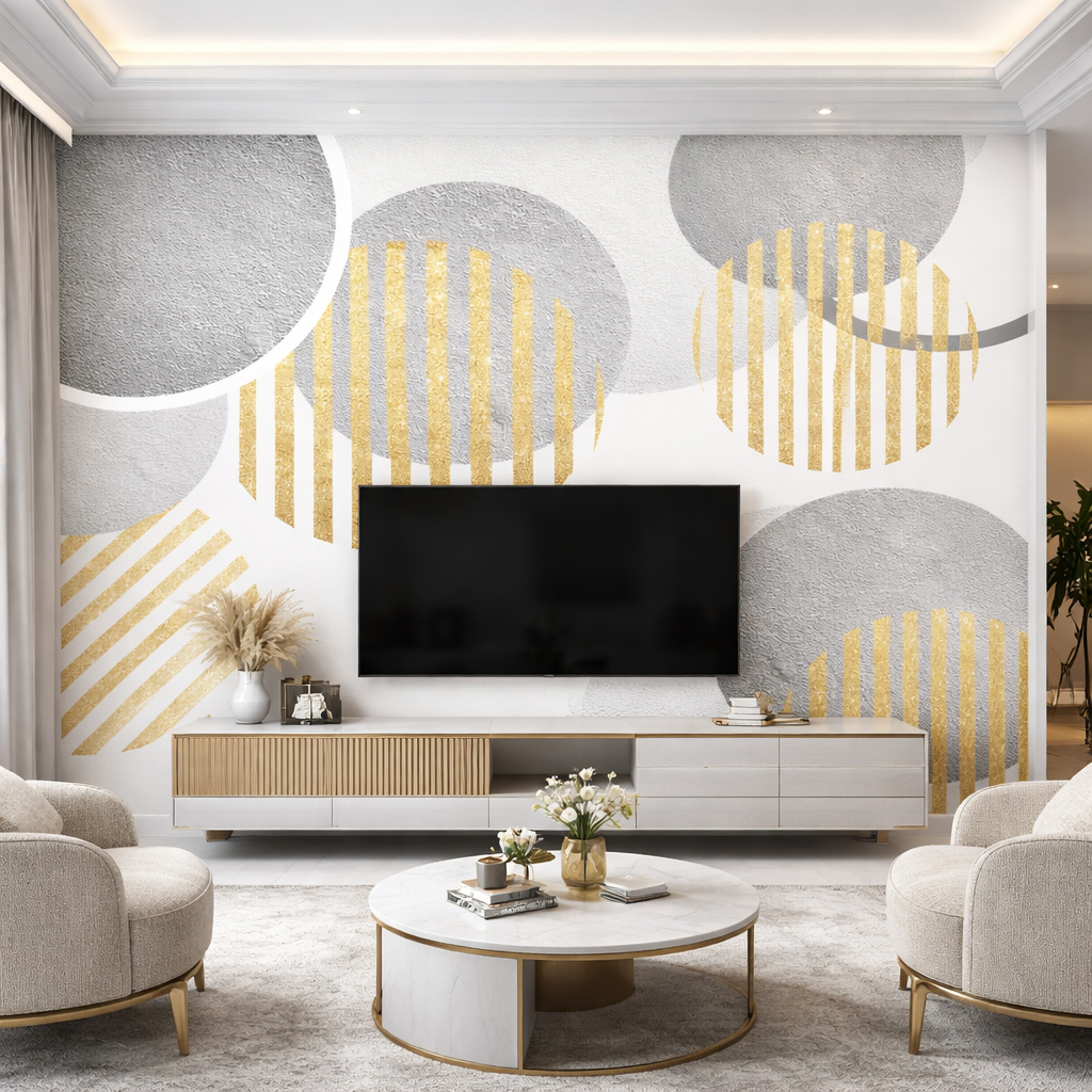 Elegant Orbit Wallpaper applied to the wall