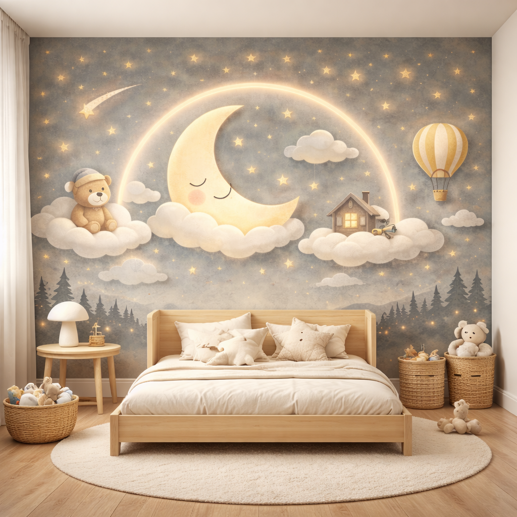 Dreamy Moon & Teddy Wallpaper