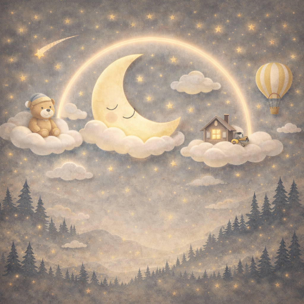 Dreamy Moon & Teddy Wallpaper