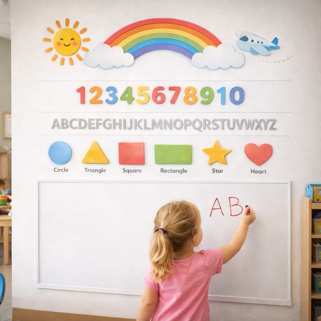 Wipeable Rainbow Learning Wallpaper