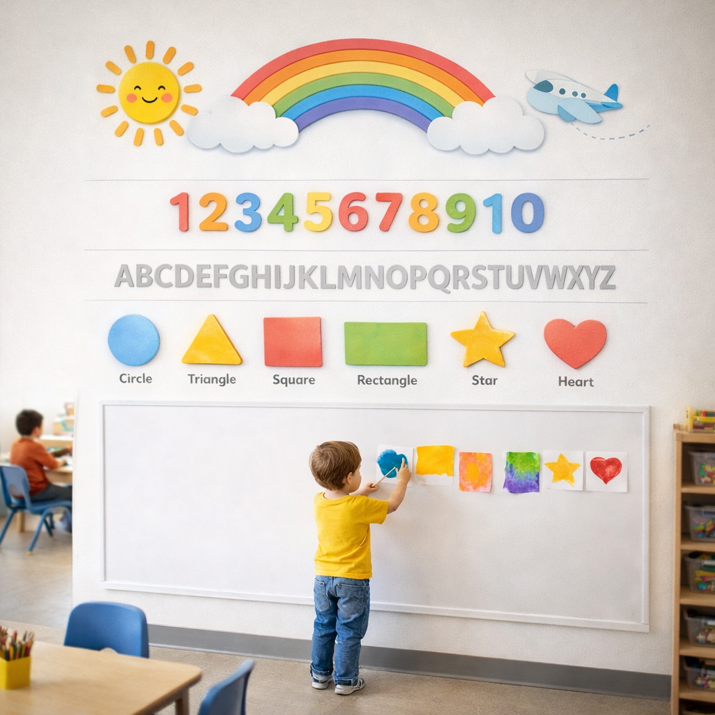 Wipeable Rainbow Learning Wallpaper