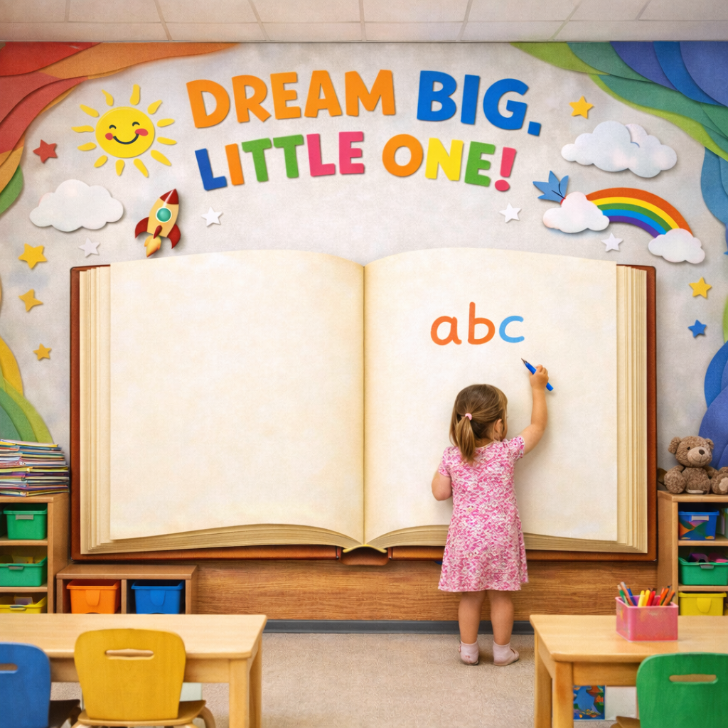 Wipeable Dream Big Book Wallpaper