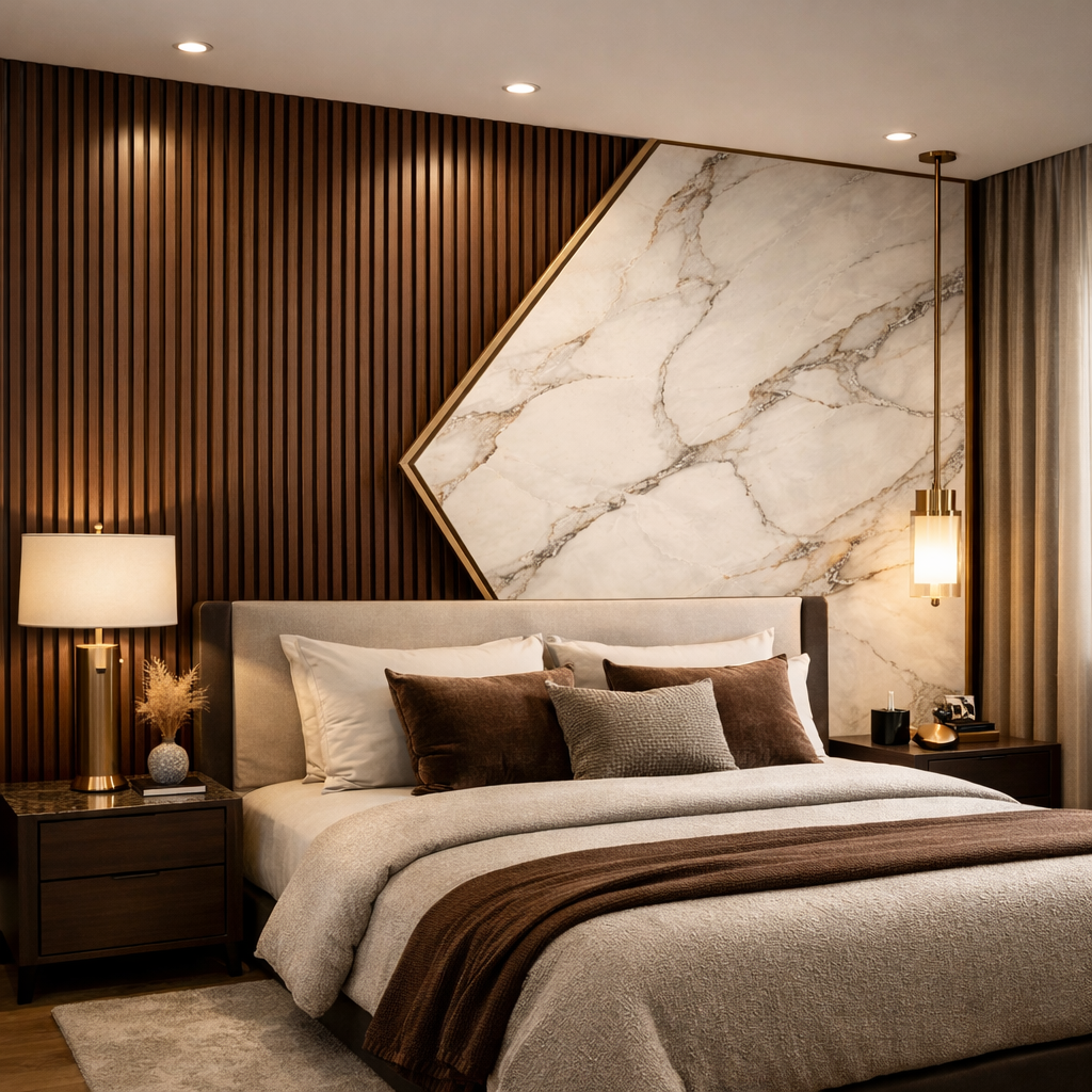 Marble & Walnut Wallpaper