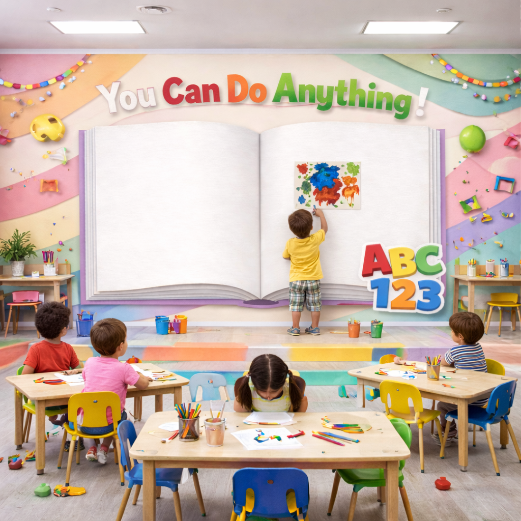 Wipeable Rainbow Study Wallpaper