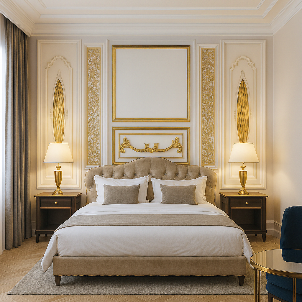 Neoclassical Gold Panel Wallpaper