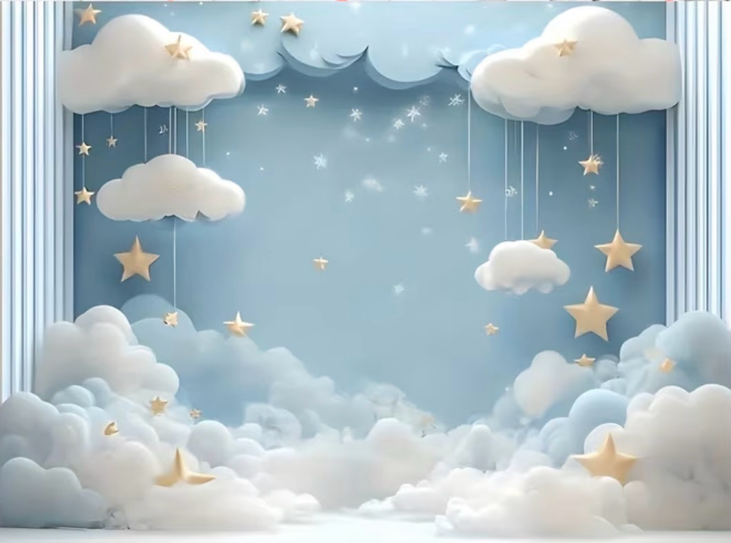 Cloud & Golden Stars Wallpaper