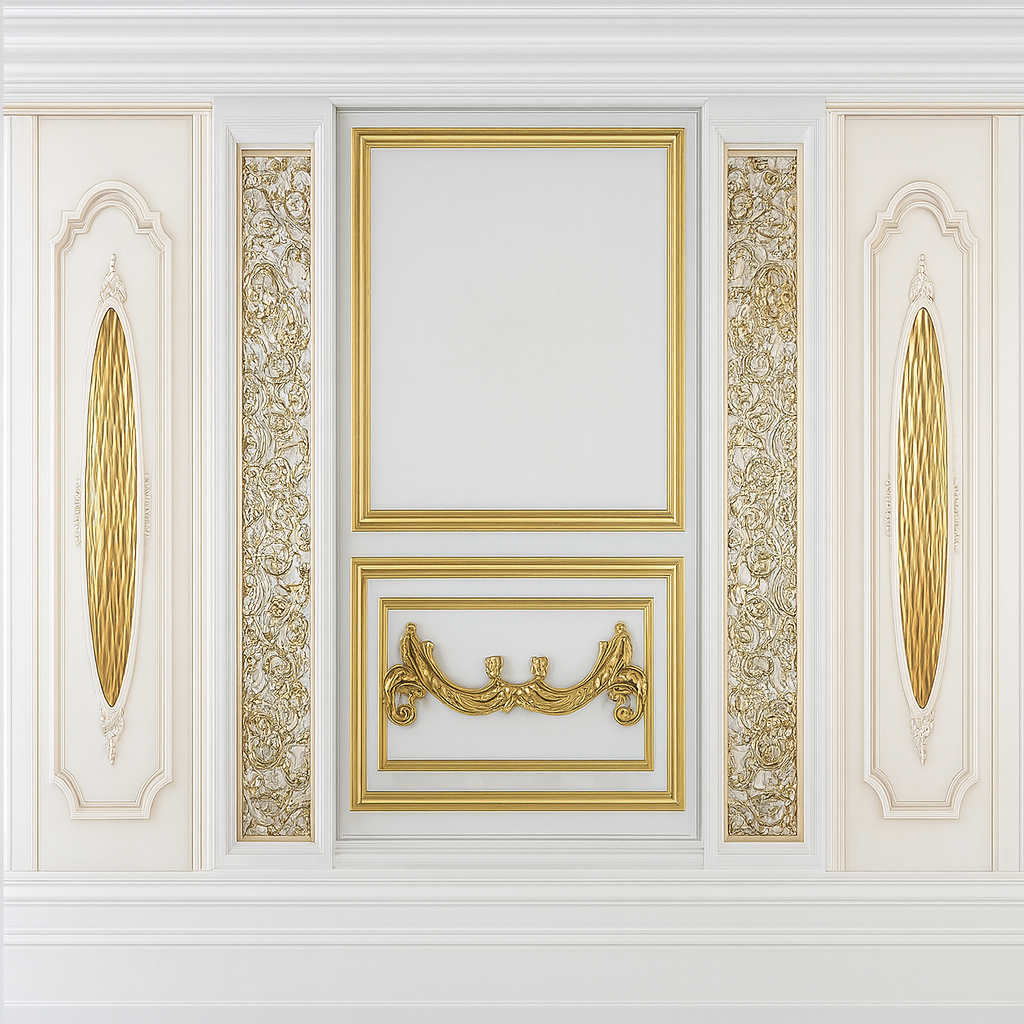 Neoclassical Gold Panel Wallpaper