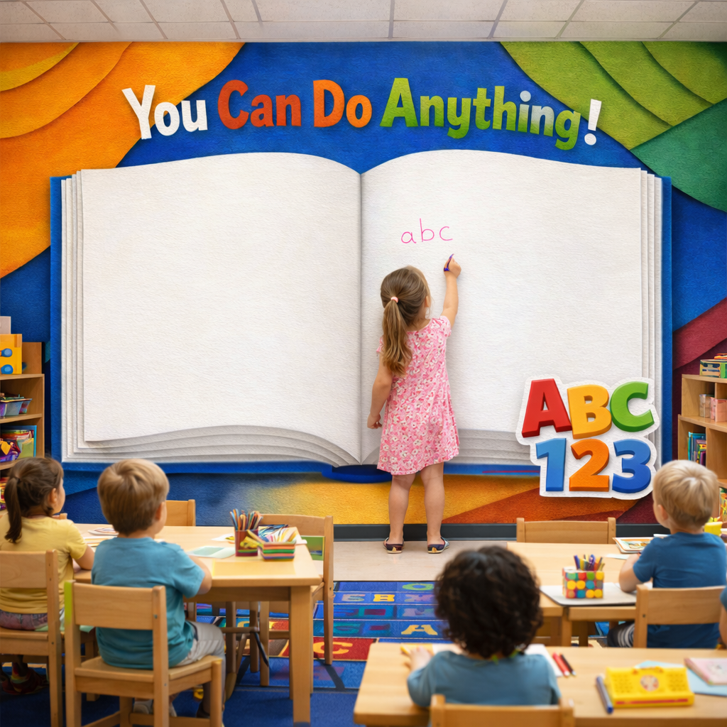 Wipeable Educational Book Wallpaper