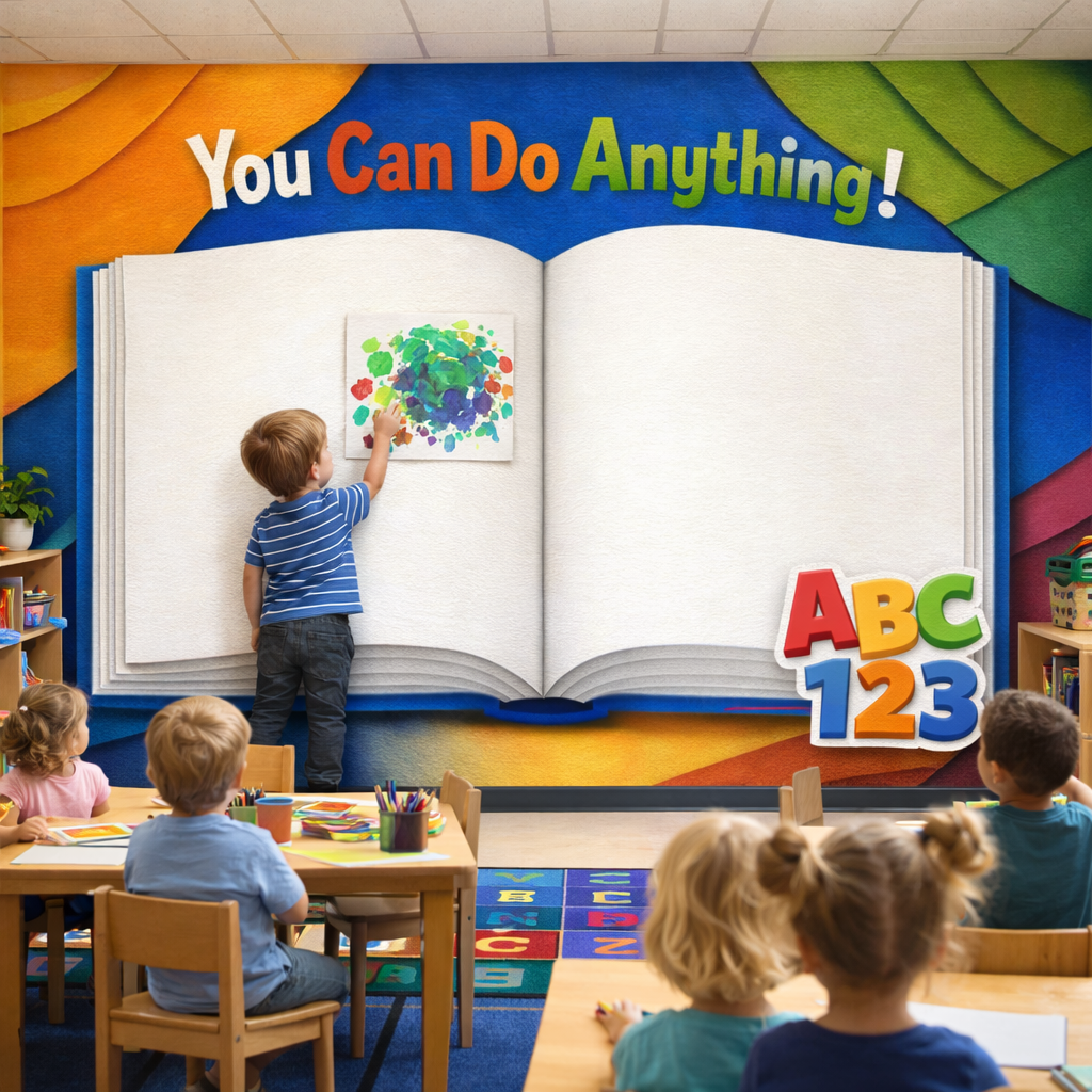 Wipeable Educational Book Wallpaper