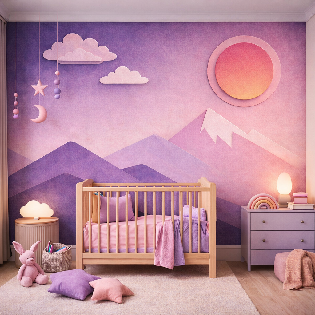 Pastel Mountain Sunset Wallpaper