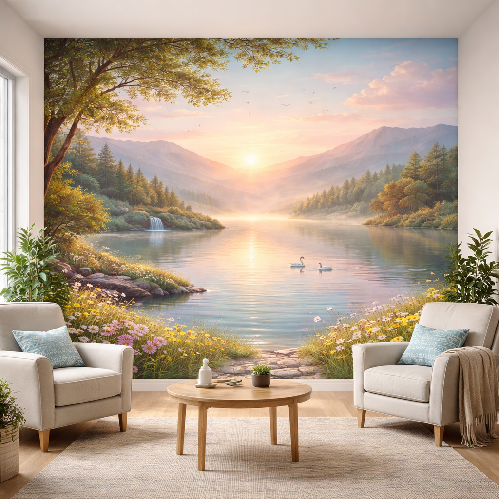 Serene Lakeside Sunrise Wallpaper