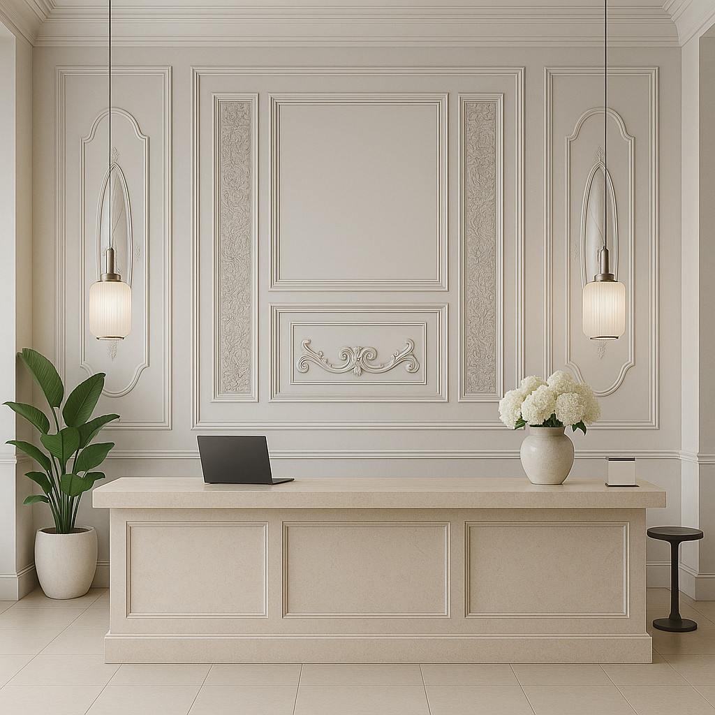 Classic Ornate Panel Wallpaper applied to the wall