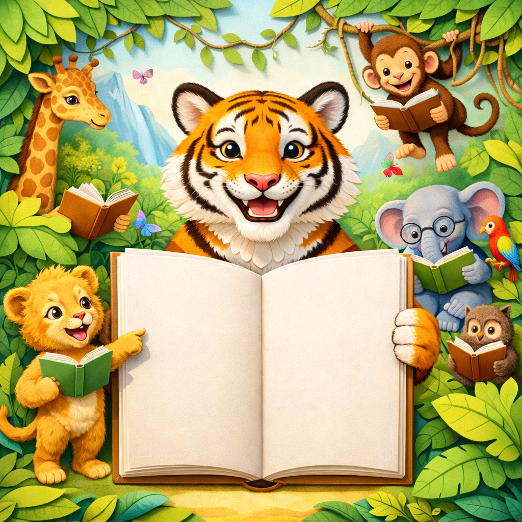 Wipeable Jungle Storybook Wallpaper