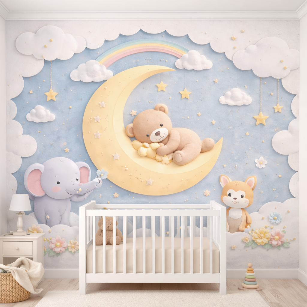 Dreamy Moonlight Teddy Wallpaper