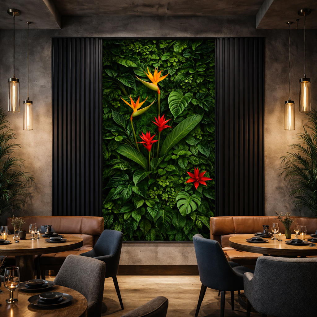 Leaf & Flower Wallpaper applied to the wall
