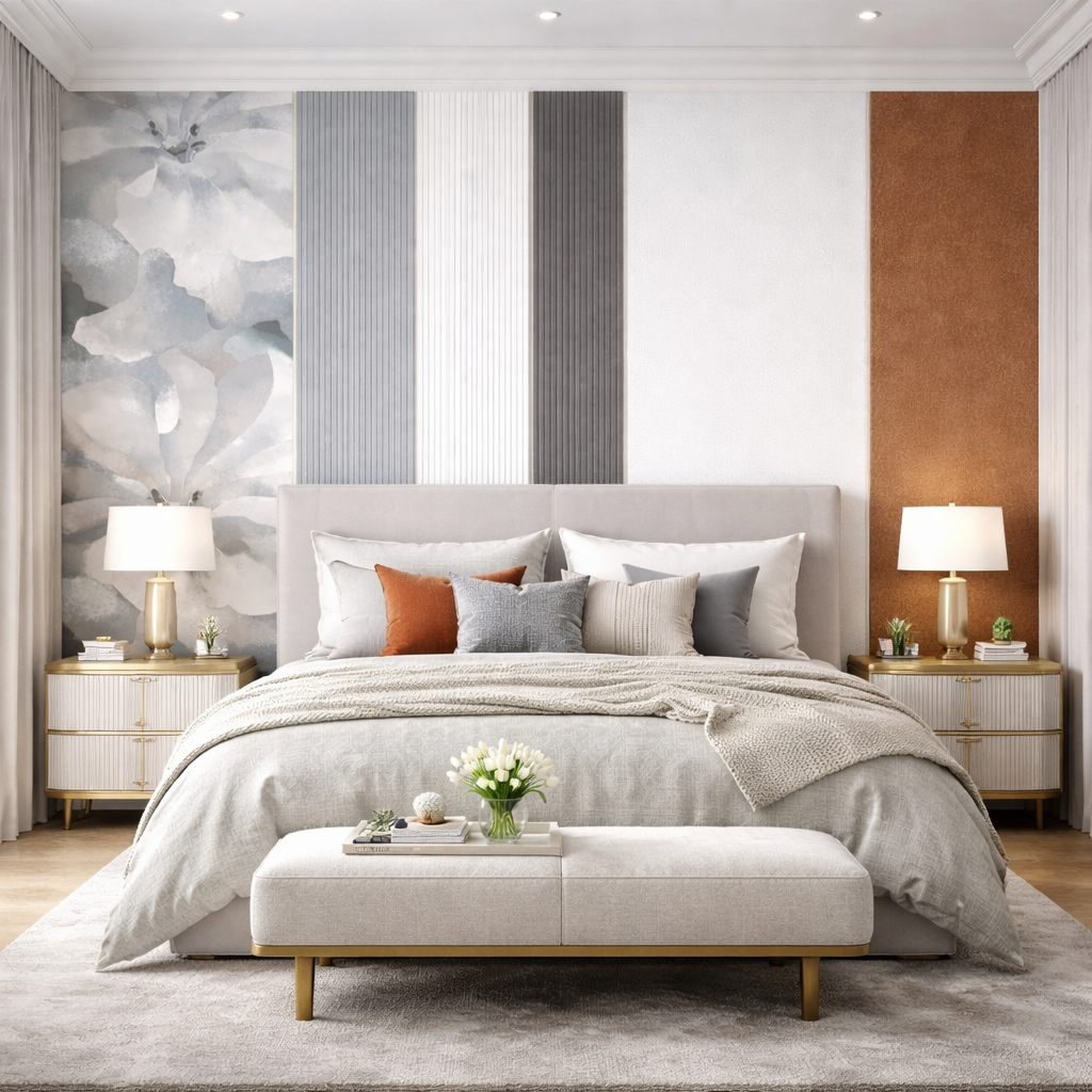 Linear Stone Floral Wallpaper