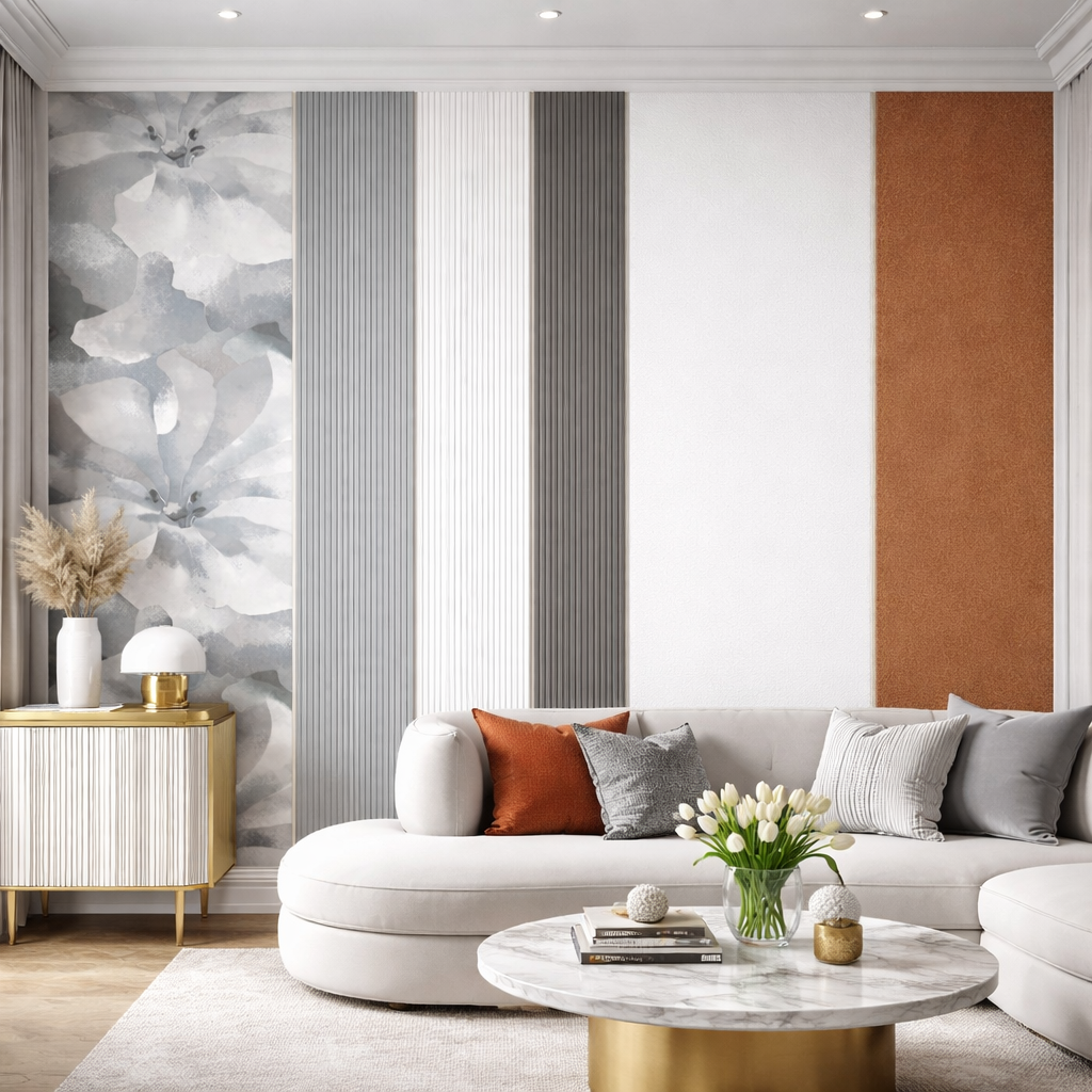 Linear Stone Floral Wallpaper