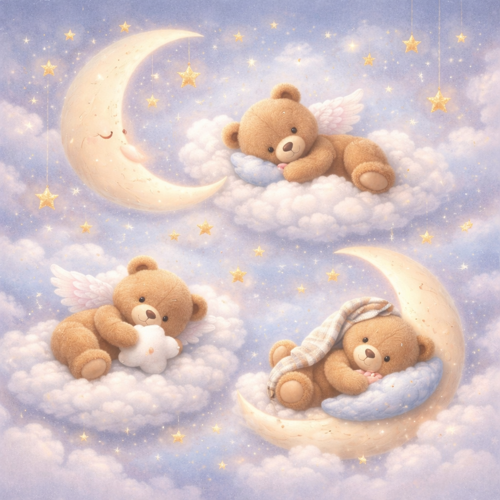 Dreamy Moon & Teddy Wallpaper