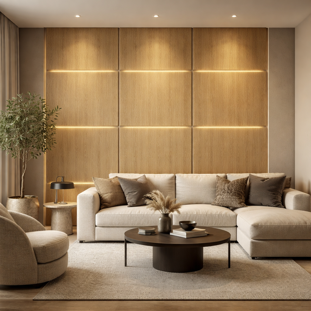 Natural Oak Panel Wallpaper