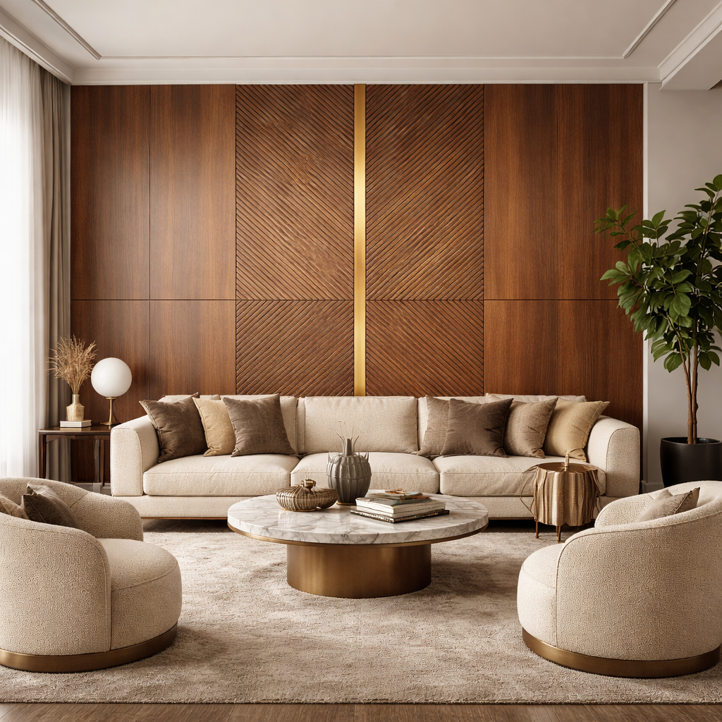 Fluted Wood Inlay Wallpaper