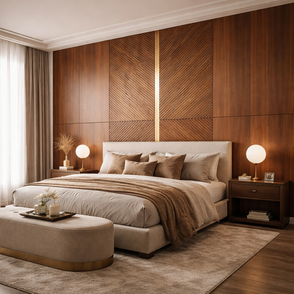 Fluted Wood Inlay Wallpaper