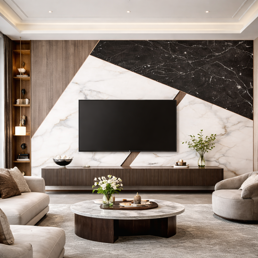 Marble Mirage Wallpaper applied to the wall