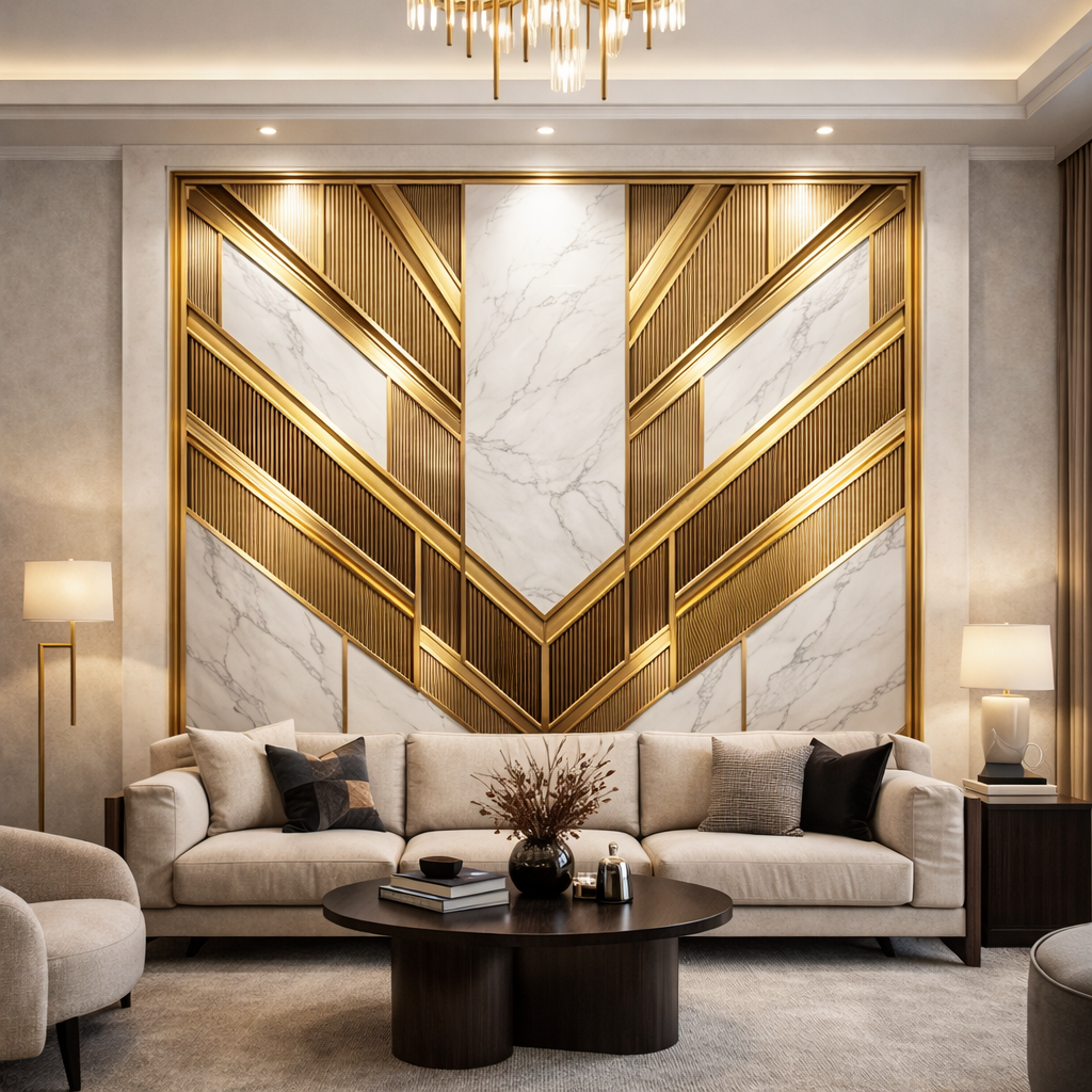 Gilded Marble Deco Wallpaper