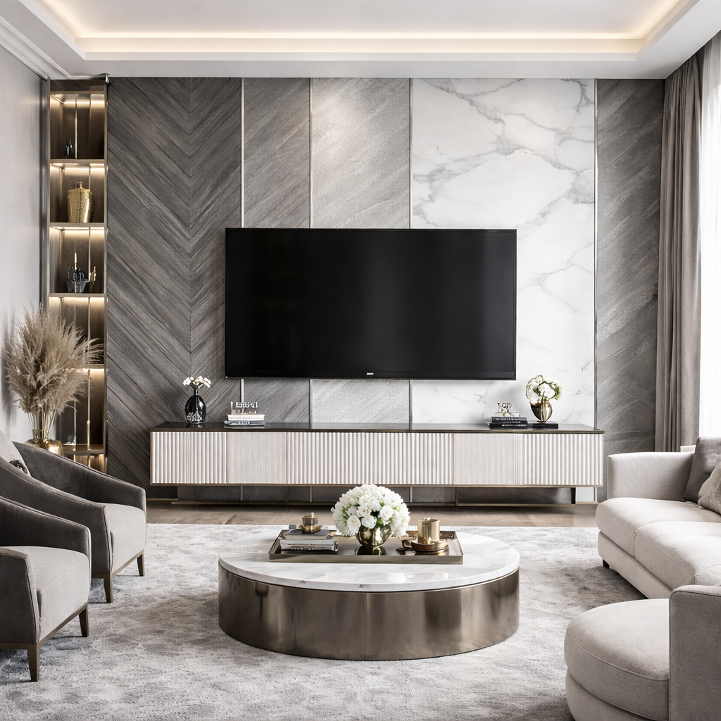 Stone Fusion Wallpaper applied to the wall