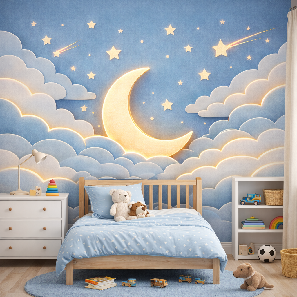 Crescent Moon & Stars Wallpaper