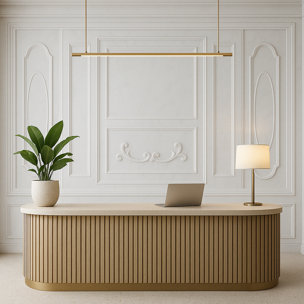 Classic Marble Panel Wallpaper applied to the wall