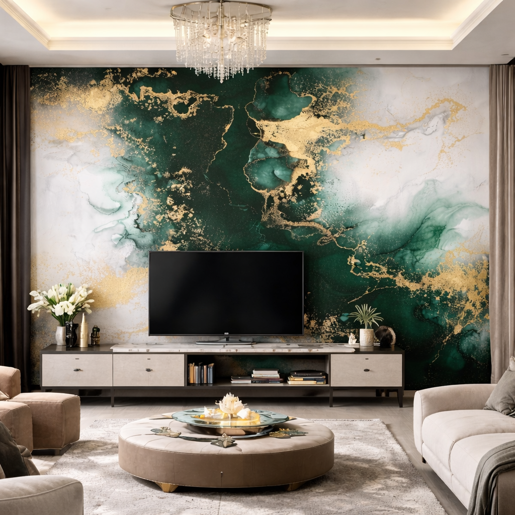 Emerald Mirage Marble Wallpaper